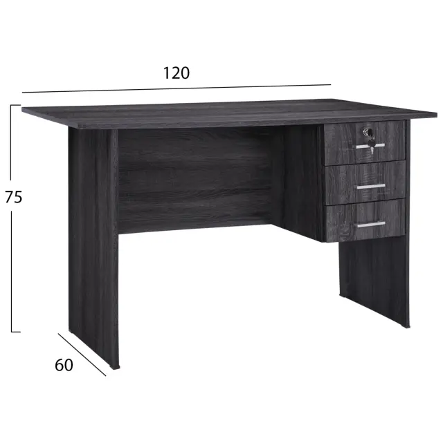 ΓΡΑΦΕΙΟ ΜΕΛΑΜΙΝΗΣ 120x60x75Υεκ.ΜΕ 3 ΣΥΡΤΑΡΙΑ ΣΕ ΑΝΘΡΑΚΙ ΧΡΩΜΑ FB2268.01 2