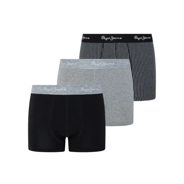 Pepe Jeans Ανδρικό Boxer Pascal Short Trunk - Τριπλό Πακέτο, Χρώμα Grey Marl/Steel Blue/White - S