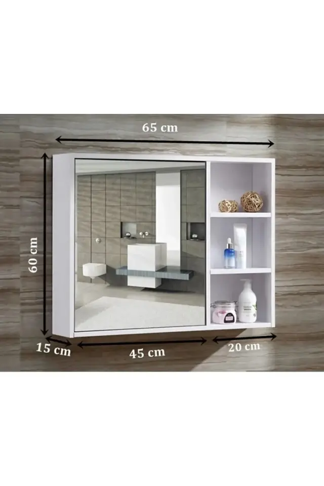 Stewehome Ντουλάπι Μπάνιου με Καθρέπτη και Ράφια 65x15x60 cm 2