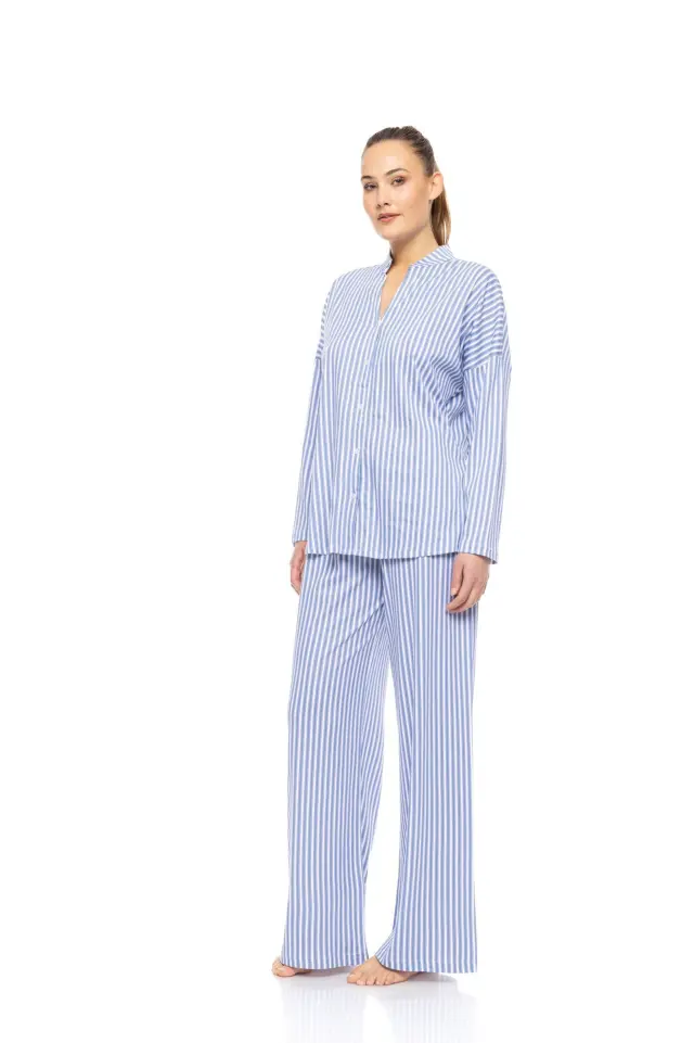 W1738 - Type - PYJAMA BUTTONED CALMING STRIPES - XL 2