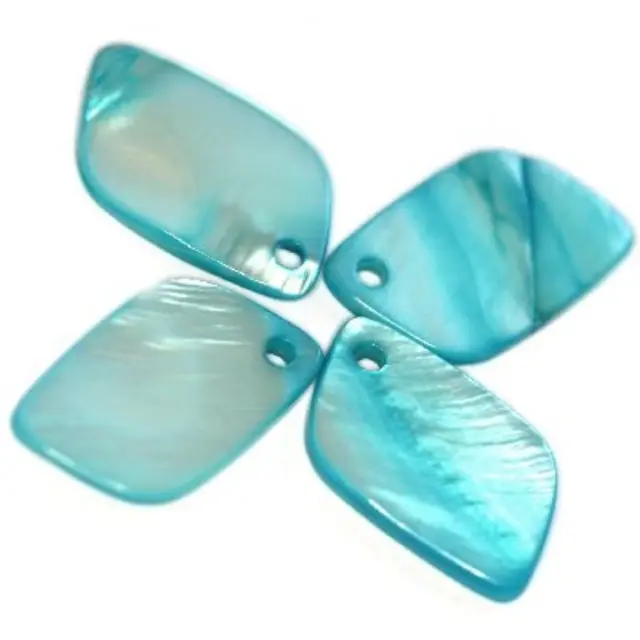 Mother of Pearl Leaf Azure 12x21mm - 10τεμ