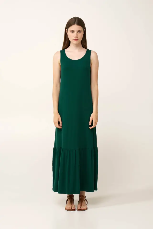 Μονόχρωμο Maxi Καλοκαιρινό Viscose Φόρεμα Vamp 24492 BLACK 3