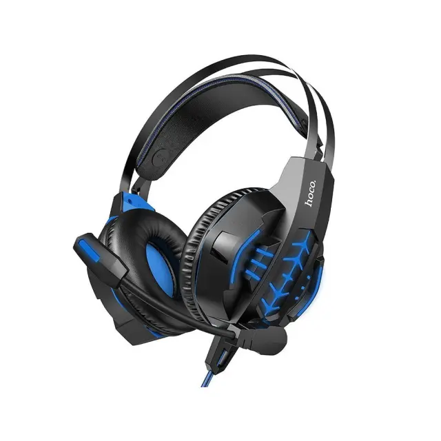 Hoco W102 Cool Tour Over Ear Gaming Headset με σύνδεση 3.5mm/USB Μαύρο/Μπλε