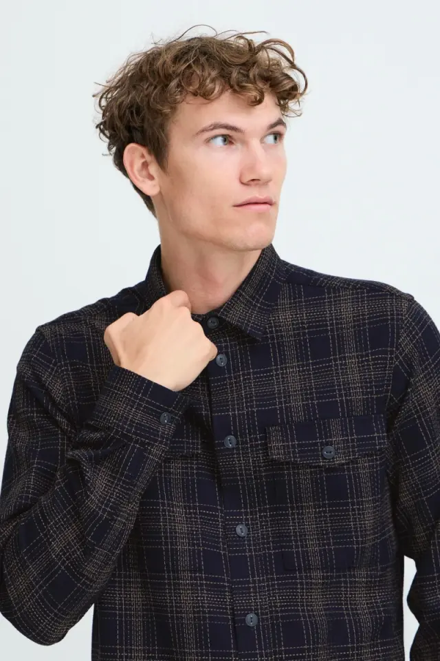 Casual Friday Ανδρικό GORM Καρό Πουκάμισο – Dark Navy - M 3