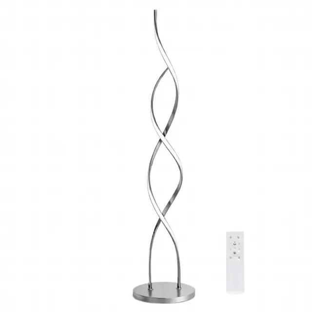 VenCore Helix Silver - Μοντέρνο Επιδαπέδιο Φωτιστικό LED 20W Ασημί Αλουμίνιο - Ρυθμιζόμενο CCT Λευκό - Ημέρας - Θερμό & Χειριστήριο - Φ25 x Υ105cm (6091-20024)
