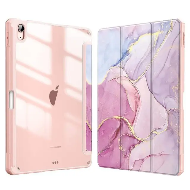 Flip Cover Θήκη για iPad 10.9″/11 (2025) με Pen Slot-Pink Marble OEM