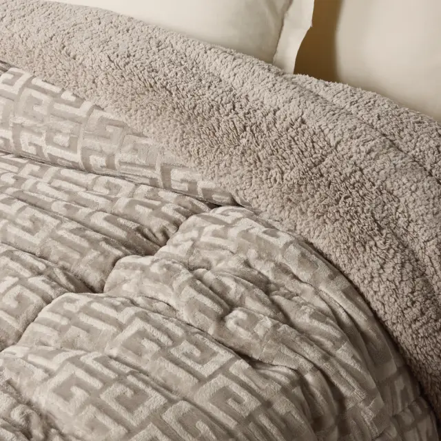Κουβερτοπάπλωμα 160x220 Μονό 720gsm Fleece Sherpa Das Home 1393 Taupe 100% Πολυέστερ 2