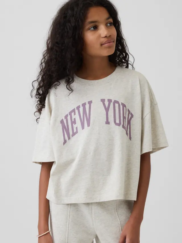 Παιδική Oversized State Graphic Μπλούζα Light grey heather