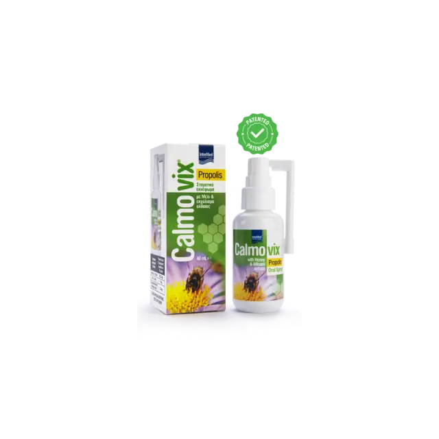 INTERMED Calmovix Propolis Oral Spray Εκνέφωμα πρόπολης, μέλι και αλθαία για ερεθισμένο λαιμό, βήχα και βραχνάδας 40ml