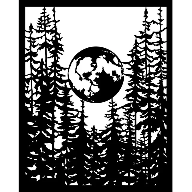 Thick Stencil Stamperia 20x25cm, Herbarium Silvae, Σελήνη στο δάσος