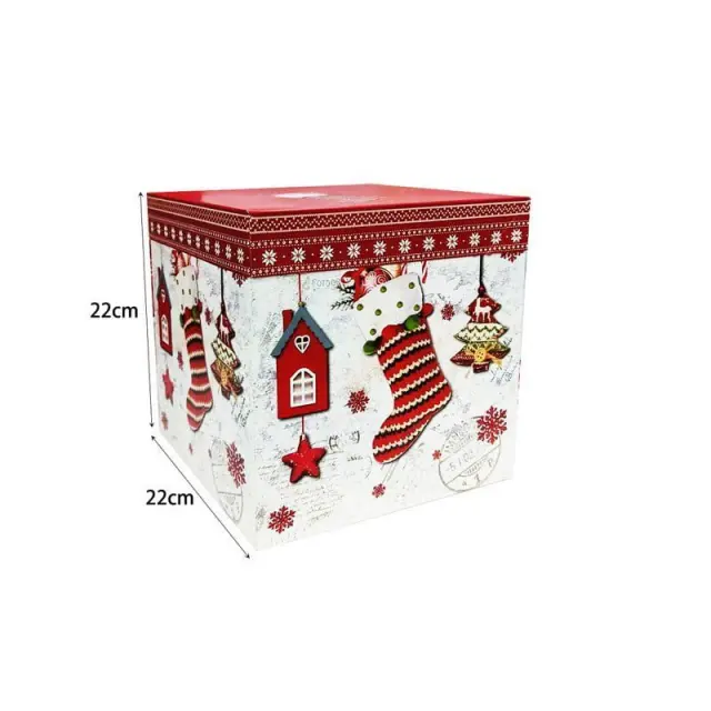 Χριστουγεννιάτικο πλαστικό κουτί 22x22x22cm 12 τεμάχια - Christmas plastic box 66030