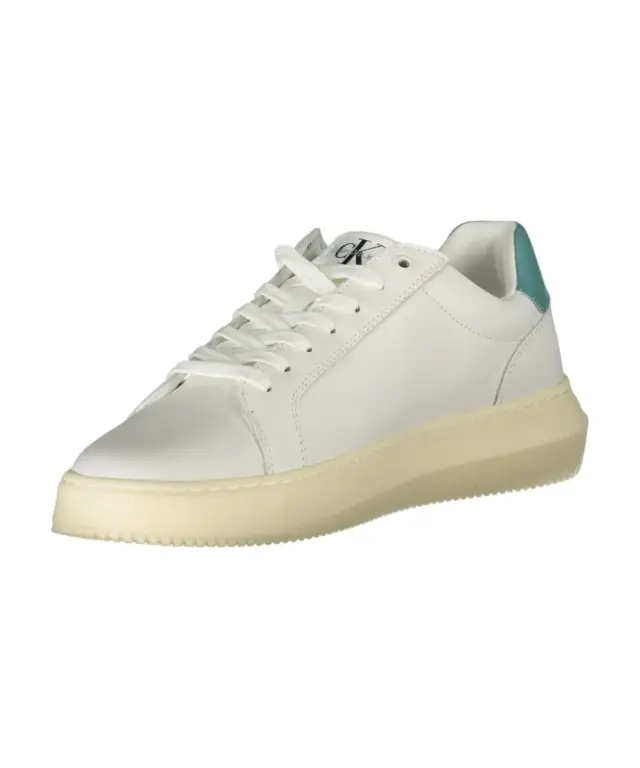 Calvin Klein - Cupsole Mono Lth Ανδρικά Chunky Sneakers YM0YM00681-01T Λευκό/Τιρκουάζ 3