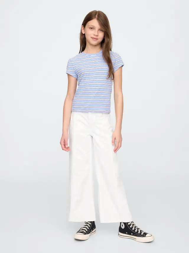 Παιδικό High Rise Stride Wide-Leg Ankle Τζιν Παντελόνι White