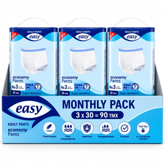 Πανα βρακακι Easy pants Plus Large Monthly Pack 90 τεμαχιων (3×30)