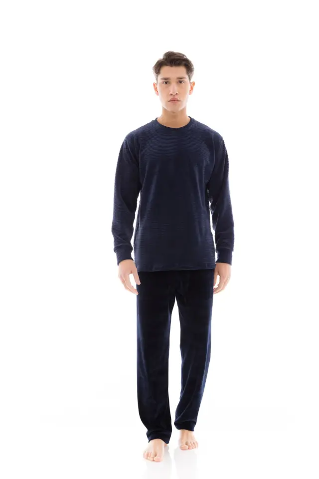 WN-M635 - Yacht Blue - PYJAMA VELVET STIPE