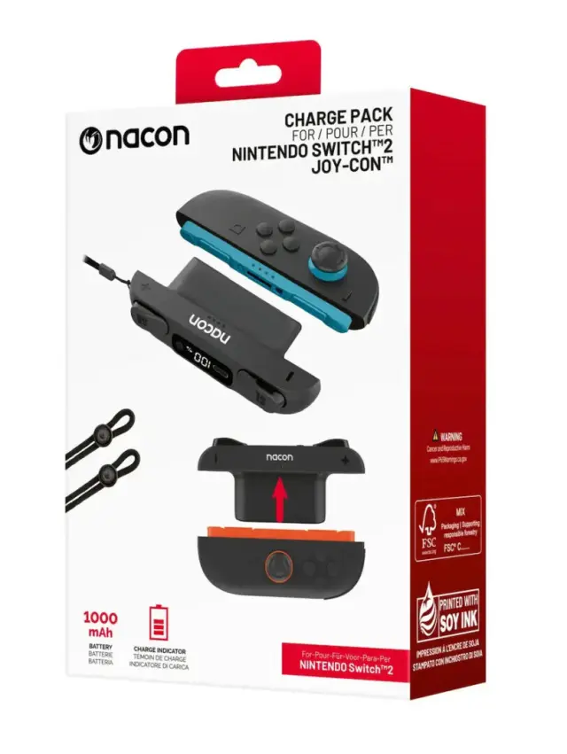 Nacon Joy-Con Battery Pack Σετ 2 Εξωτερικών Μπαταριών για Nintendo Switch 2 με Ένδειξη Φόρτισης – Μαύρο