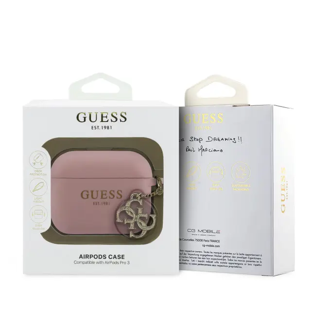 Guess 4G Charm Silicone Case for AirPods Pro 3 Pink 3