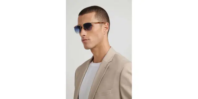 David Beckham Unisex Γυαλιά Ηλίου με Χρυσό Μεταλλικό Σκελετό και Μπλε Ντεγκραντέ Φακό DB 1225/S 0NR/84 2