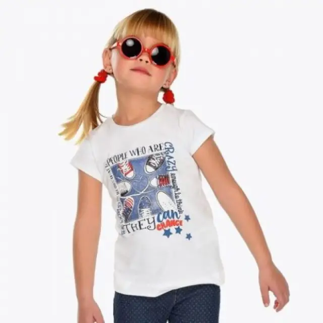 Mini 2 έως 10 ετών Μπλούζα κοντομάνικη γραφική λευκό