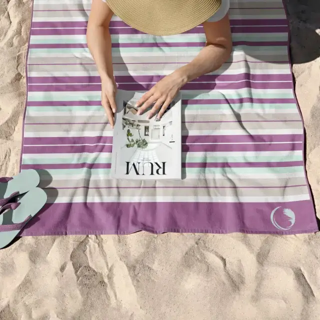 Πετσέτα Θαλάσσης (90x180) Stripes Μωβ microfiber Borea