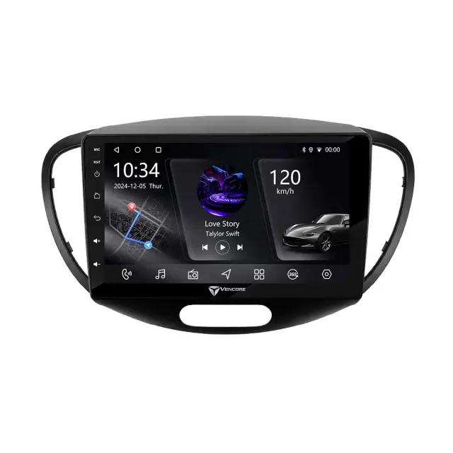 VenCore Οθόνη Multimedia Android 15 9" PX5S Octa-Core 2GB/32GB IPS με Πρόσοψη, CarPlay, Android Auto και Υποστήριξη Κάμερας 360° για Hyundai i10 2008-2014 – Μαύρη (3236-10005-0551B) 2
