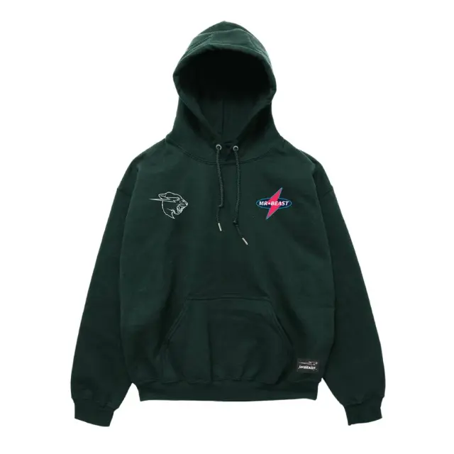 Mr Beast Lightnig Hoodie Green 16Y