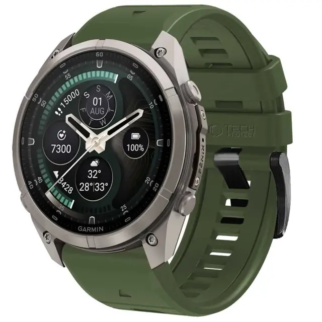 Tech-protect Silicone Garmin Fenix 5 / 6 / 6 Pro / 7 / 8 / 8 Pro / E / 9 / 9 Pro (47 Mm) Military Green