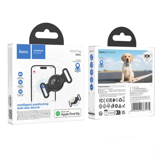 Hoco Tag E91C Tiger Anti-Lost Device Μόνο για iOS Συμβατό με Apple Find My Network με Υποδοχή για Κολάρο Κατοικιδίου 2