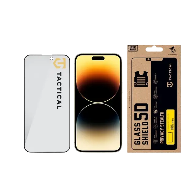 Tactical Glass Shield Privacy Stealth 5D for Apple iPhone 14 Pro Black 3