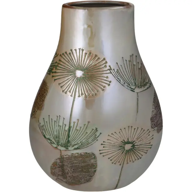 Βάζο Οβάλ Taupe Κεραμικό 24x13x33cm