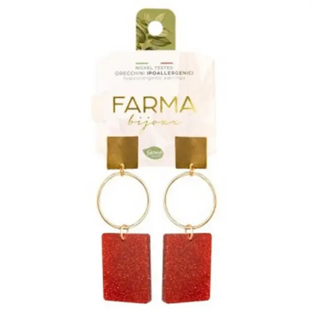 Farma Bijoux Υποαλλεγικά Σκουλαρίκια Διπλά Τετράγωνα, 50mm