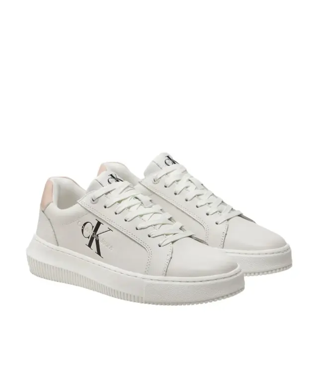 Calvin Klein - Γυναικεία Δερμάτινα Sneakers Chunky Cupsole Mono Wn YW0YW00823-0LA Λευκό 2