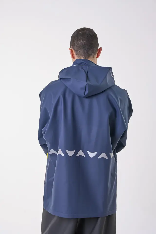 Anorak Αδιάβροχο Σακάκι Με Κουκούλα Kαι Ανακλαστικό Avenue R Long Μπλέ - 2XL 3