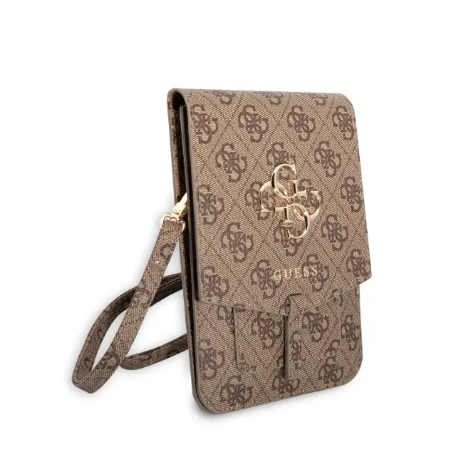Guess PU 4G Metal Logo Phone Bag Brown 3