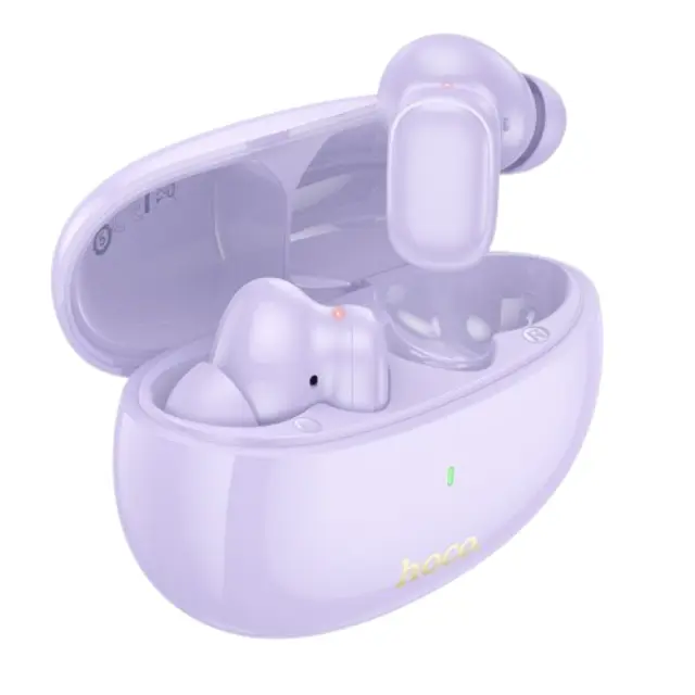 Hoco In-ear Bluetooth Handsfree Ακουστικά με Θήκη Φόρτισης Μωβ EQ17