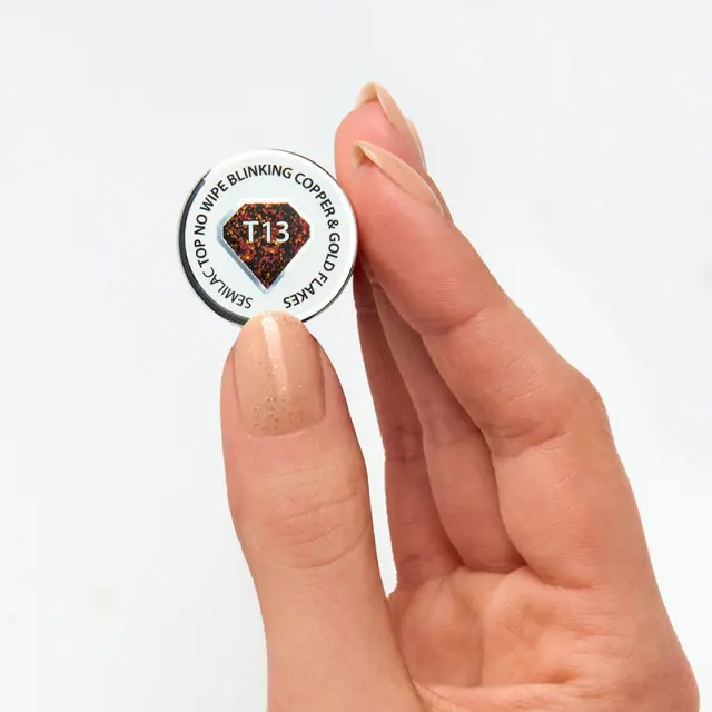 Semilac Top No Wipe Blinking Copper &Gold Flakes T13 7ml 2
