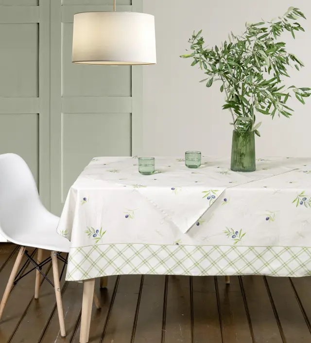 Καρέ 85Χ85 Nima Olive White-Green 100% βαμβακερό