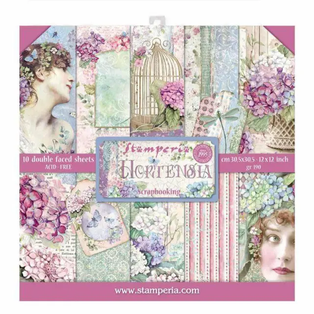 Σετ 10 Χαρτιά Scrapbooking Stamperia Διπλής Όψης - Hortensia - 30x30cm