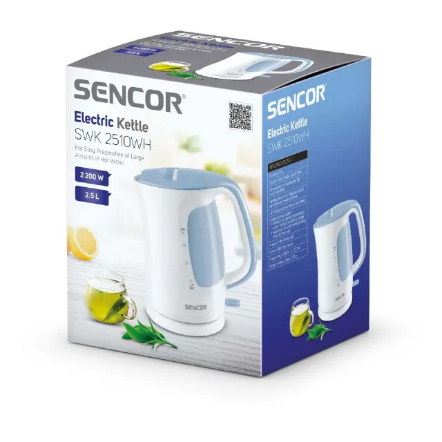 Βραστήρας Sencor SWK 2510WH 2.5lt 2200W με Διπλή Ένδειξη Στάθμης και Πλαστικό Σώμα Λευκός 2