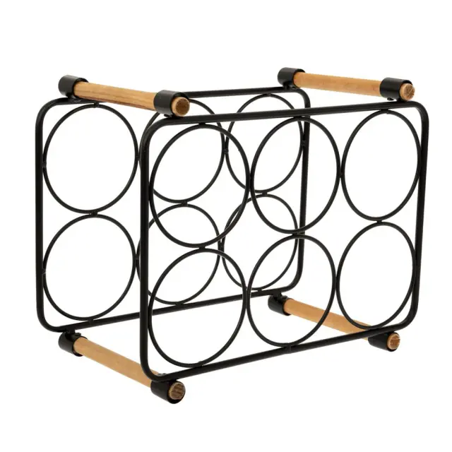 Μπουκαλοθήκη 6 θέσεων μαύρη μεταλλική 33,5x19x27cm Iliadis 88186