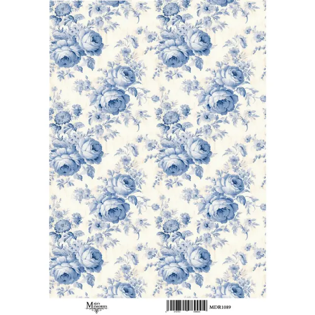 Ριζόχαρτο Maja's Memories, 30x42cm, Blue Flowers, MDR1089