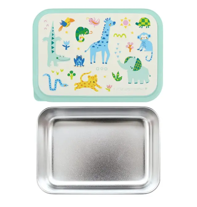 A Little Lovely Company Ανοξείδωτο Δοχείο Φαγητού Lunch Box 900ml - Jungle LBSSJU56 2