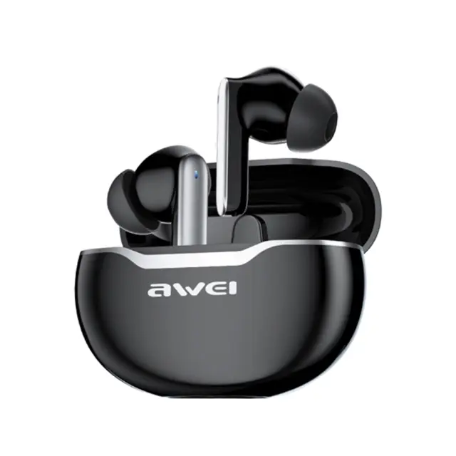 Awei In-ear Bluetooth Handsfree Ακουστικά με Θήκη Φόρτισης Μαύρα T50