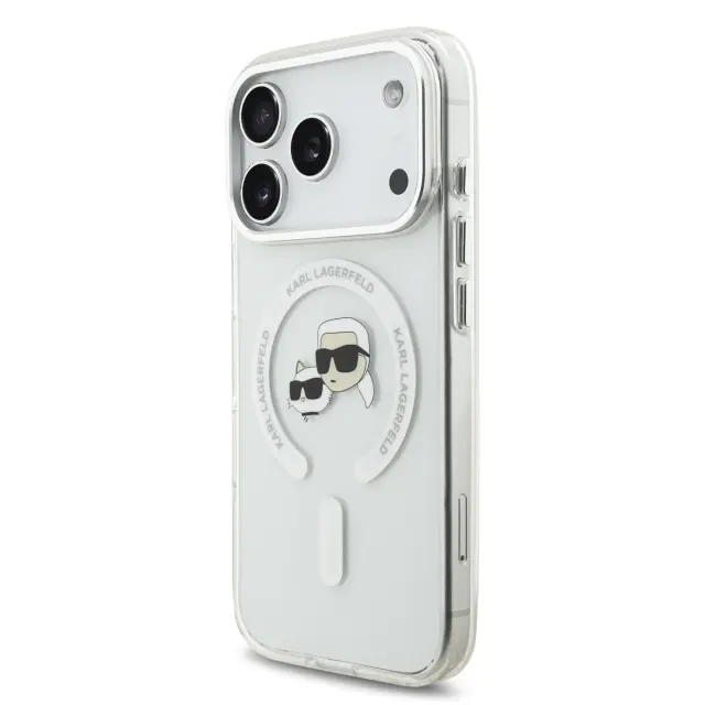 Karl Lagerfeld IML K&CH Heads Metal Frame MagSafe Case for iPhone 17 Pro Transparent 2