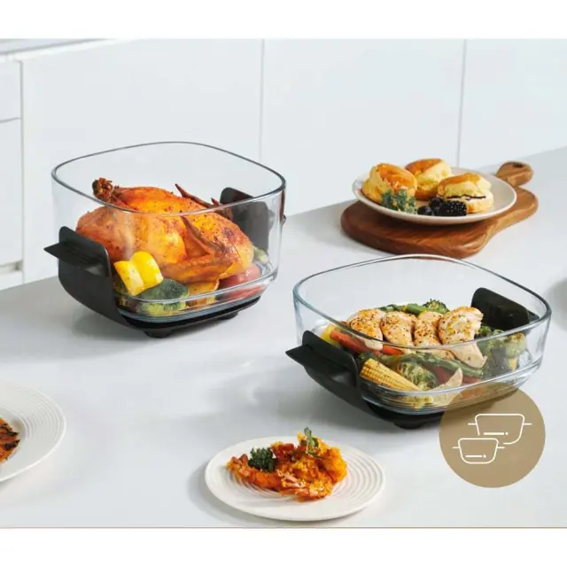 Dreame Tasti PT60 Air Fryer 1500W με 2 Γυάλινους Κάδους 2,5L + 4,5L, 5 Προγράμματα, 3D Θερμό Αέρα + Ψηφιακή Οθόνη – Γκρι 3