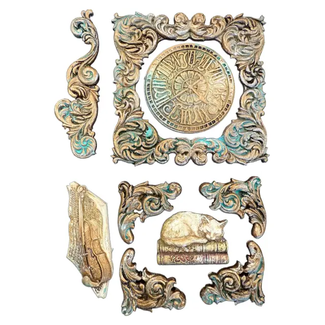 Καλούπι σιλικόνης A5, 15×21cm, Stamperia, Symphony, Ρολόι και γάτος 2