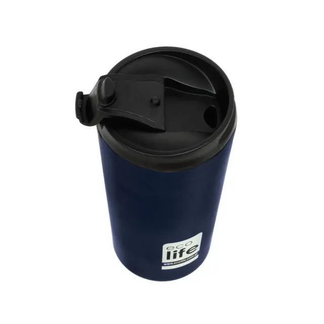 Ecolife® - Coffee Cup Ποτήρι Θερμός Blue Black 0.37lt.