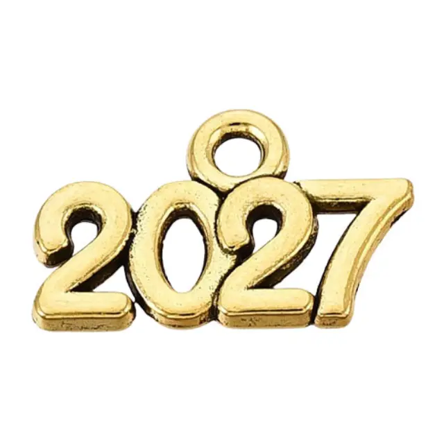Μεταλλικό Γούρι 2027 14x9mm - Antique Golden - 10τεμ