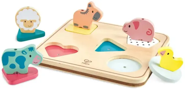 Hape Happy Puzzles Ξύλινο Παζλ Ζωάκια Animal Noise-Puzzle Anna