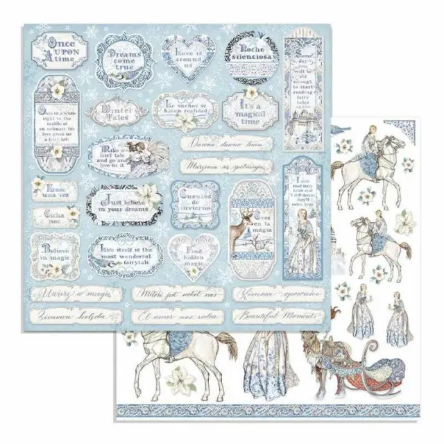 Χαρτί Scrapbooking Stamperia Διπλής Όψης - Winter Tale Tag and Frames - 31x30cm